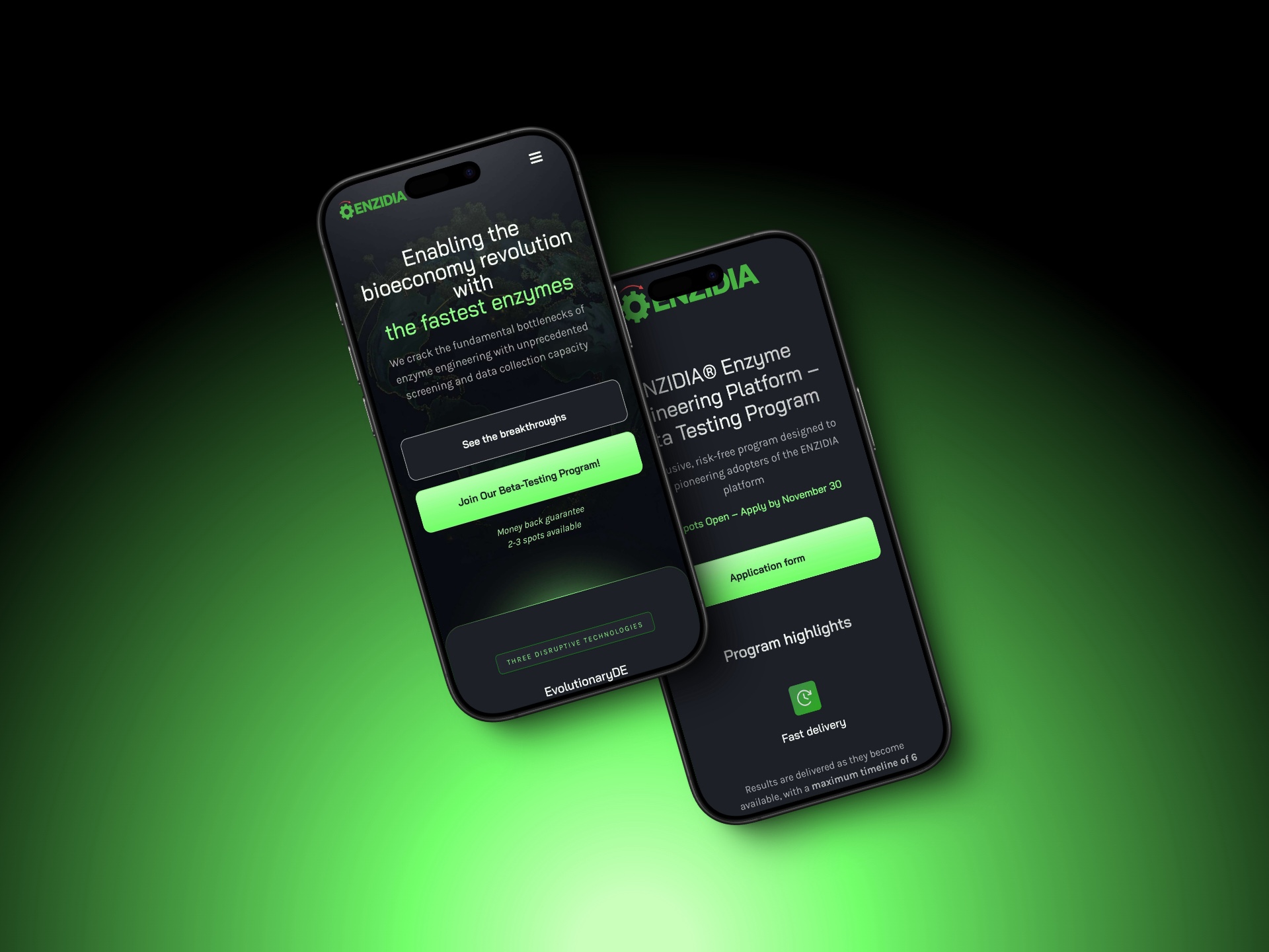 Mobile mockup image of Enzidia's website.